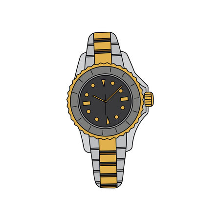 Kids drawing Cartoon Vector illustration flat watch icon Isolated on White Backgroundのイラスト素材