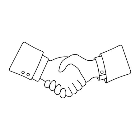 Hand drawn Kids drawing Cartoon Vector illustration handshake icon Isolated on White Backgroundのイラスト素材