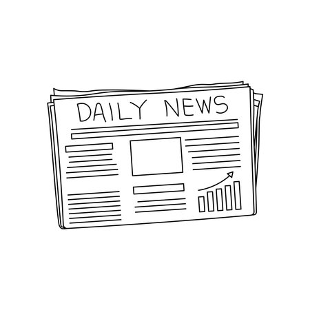 Hand drawn Kids drawing Cartoon Vector illustration news icon Isolated on White Backgroundのイラスト素材