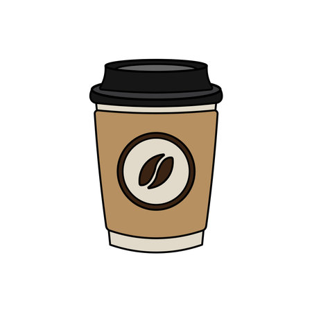 Kids drawing Cartoon Vector illustration cup of coffee Isolated on White Backgroundのイラスト素材