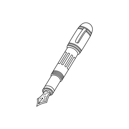 Hand drawn Kids drawing Cartoon Vector illustration fountain pen icon Isolated on White Backgroundのイラスト素材