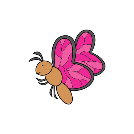Kids drawing Cartoon Vector illustration butterfly icon Isolated on White Backgroundのイラスト素材