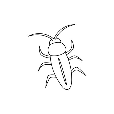 Hand drawn Kids drawing Cartoon Vector illustration cockroach icon Isolated on White Backgroundのイラスト素材