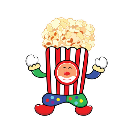 Kids drawing Cartoon Vector illustration funny popcorn clown Isolated on White Backgroundのイラスト素材