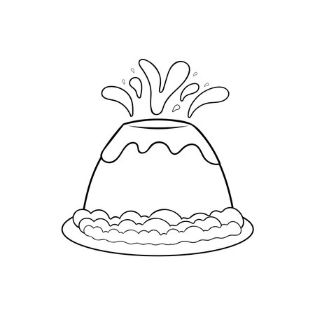 Hand drawn chocolate pudding volcano Mascot Character Vector illustration color children cartoon clipartのイラスト素材