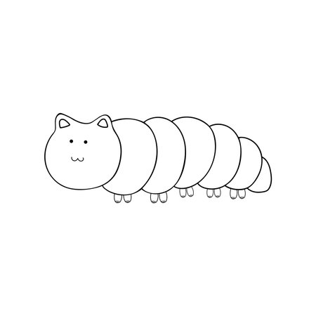Hand drawn cute cat catterpillar Mascot Character Vector illustration color children cartoon clipart