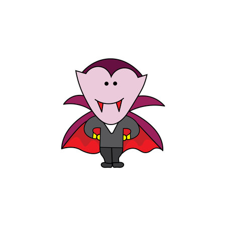 Kids drawing Cartoon Vector illustration cute vampire icon Isolated on White Backgroundのイラスト素材