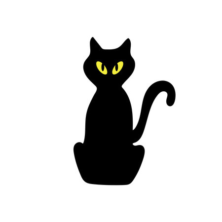 Kids drawing Cartoon Vector illustration black cat icon Isolated on White Backgroundのイラスト素材