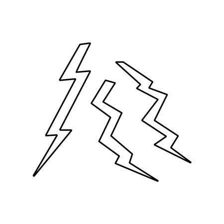 Hand drawn Kids drawing Cartoon Vector illustration lightning bolt icon Isolated on White Backgroundのイラスト素材