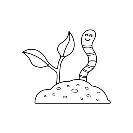 Hand drawn Kids drawing Cartoon Vector illustration cute worm icon Isolated on White Backgroundのイラスト素材