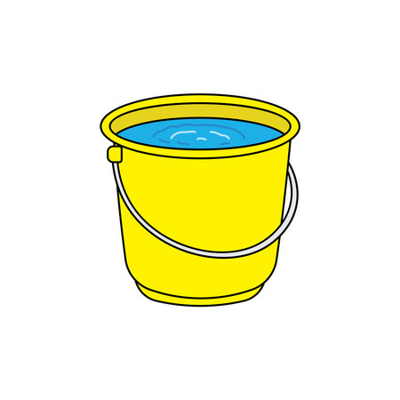 Kids drawing Cartoon Vector illustration bucket with water icon Isolated on White Backgroundのイラスト素材