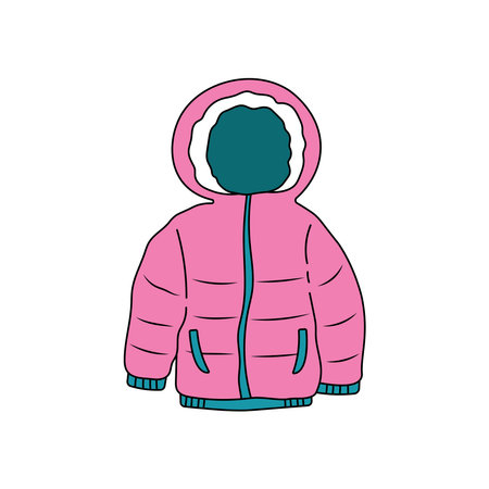 Kids drawing Cartoon Vector illustration winter coat icon Isolated on White Backgroundのイラスト素材