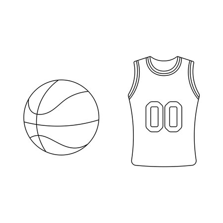 Hand drawn Cartoon Vector illustration basketball ball and uniform sport icon Isolated on White Backgroundのイラスト素材