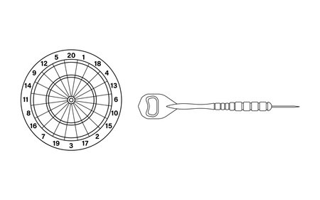 Hand drawn Cartoon Vector illustration dart board and arrow sport icon Isolated on White Backgroundのイラスト素材