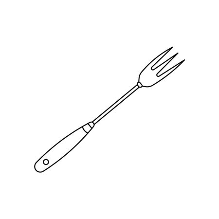 Hand drawn Kids drawing Cartoon Vector illustration toasting fork Isolated in doodle styleのイラスト素材
