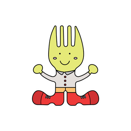Kids drawing Cartoon Vector illustration toy fork Isolated in doodle styleのイラスト素材