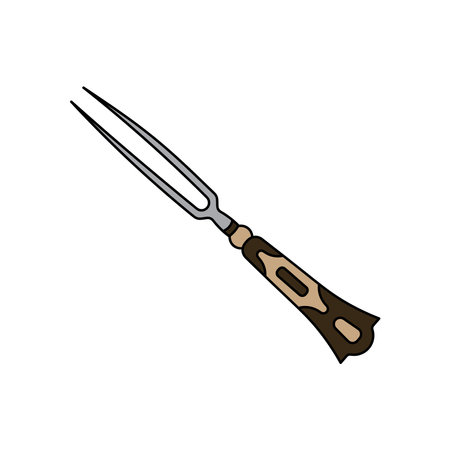 Kids drawing Cartoon Vector illustration ancient fork Isolated in doodle styleのイラスト素材