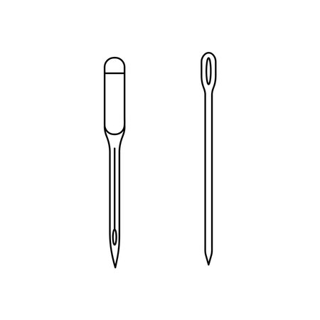 Hand drawn Kids drawing Cartoon Vector illustration machine needle and sewing needle Isolated on White Backgroundのイラスト素材