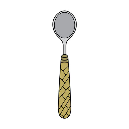 Kids drawing Cartoon Vector illustration braided handle spoon Isolated in doodle styleのイラスト素材