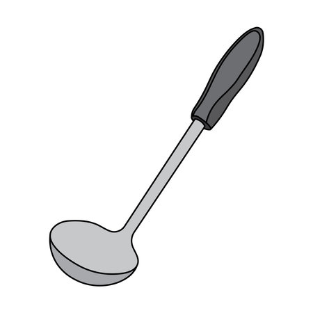 Kids drawing Cartoon Vector illustration stainless steel ladle Isolated in doodle styleのイラスト素材