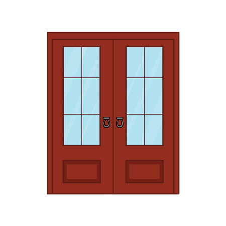 Kids drawing Vector illustration twelve tile double door Isolated on White Backgroundのイラスト素材