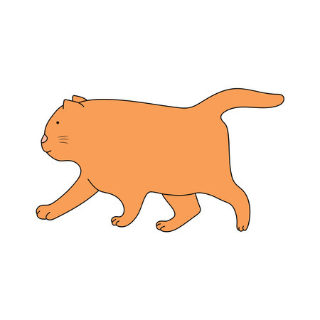 kids drawing Vector illustration cute cat walking icon in doodle styleのイラスト素材