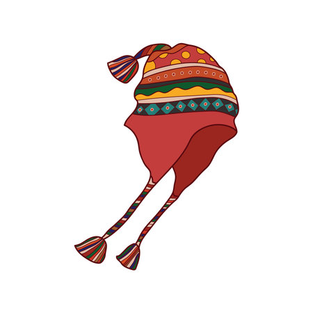 Kids drawing Cartoon Vector illustration chullo hat Isolated on White Backgroundのイラスト素材