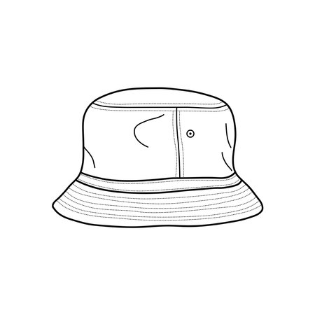 Hand drawn Kids drawing Cartoon Vector illustration bucket hat Isolated on White Backgroundのイラスト素材