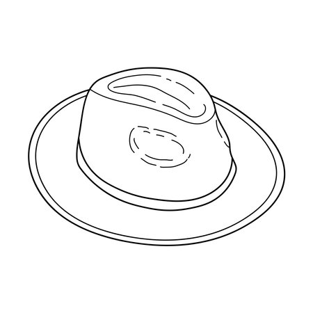 Hand drawn Kids drawing Cartoon Vector illustration fedora hat Isolated on White Backgroundのイラスト素材