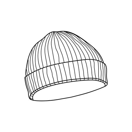 Hand drawn Kids drawing Cartoon Vector illustration cute beanie Isolated on White Backgroundのイラスト素材