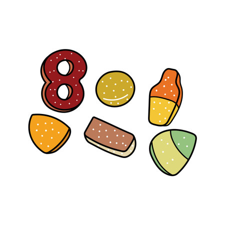 Kids drawing Cartoon Vector illustration sour candy Isolated on White Backgroundのイラスト素材