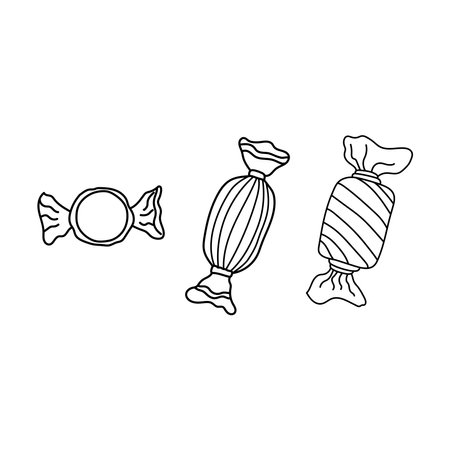 Hand drawn Kids drawing Cartoon Vector illustration wrapped candy Isolated on White Backgroundのイラスト素材