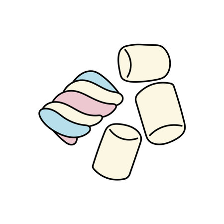 Kids drawing Cartoon Vector illustration marshmallow Isolated on White Backgroundのイラスト素材