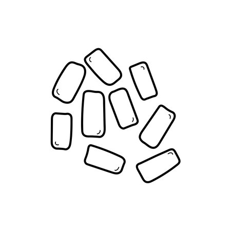 Hand drawn Kids drawing Cartoon Vector illustration chewing gums Isolated on White Backgroundのイラスト素材