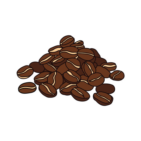 Kids drawing vector Illustration coffee beans in a cartoon style Isolated on White Backgroundのイラスト素材