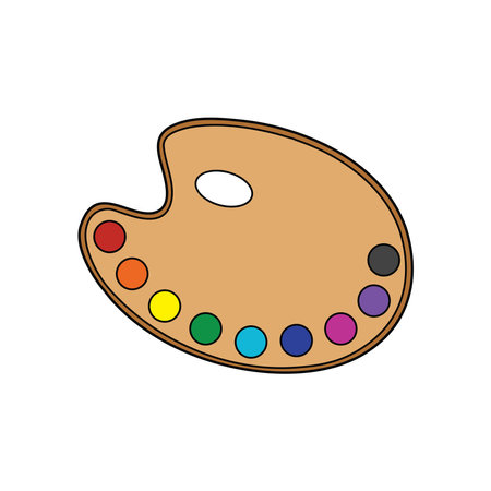 Kids drawing Cartoon Vector illustration art palette icon Isolated on Whiteのイラスト素材