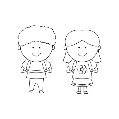 Hand drawn Kids drawing cartoon Vector illustration cute little kids icon Isolated on Whiteのイラスト素材