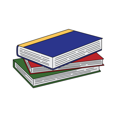 Kids drawing cartoon Vector illustration stack of books icon Isolated on Whiteのイラスト素材