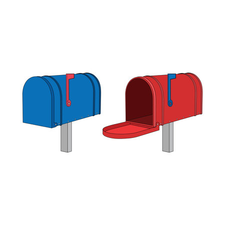 Kids drawing cartoon Vector illustration mailbox icon Isolated on Whiteのイラスト素材