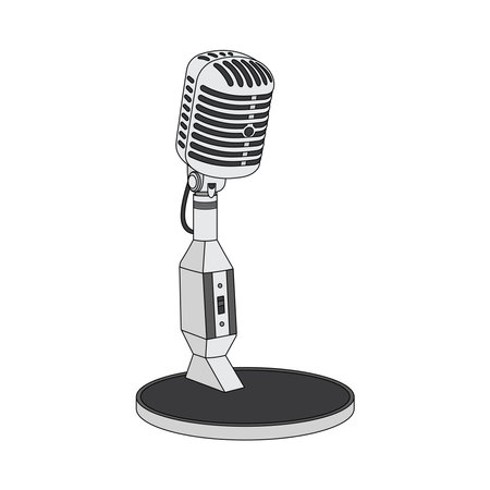 Kids drawing cartoon Vector illustration vintage microphone icon Isolated on Whiteのイラスト素材