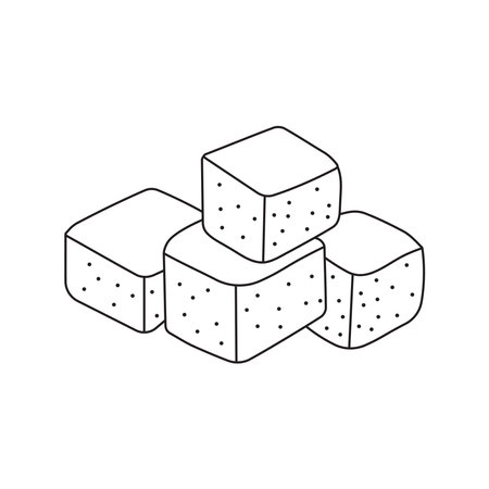 Hand drawn Kids drawing cartoon Vector illustration cheese cubes icon Isolated on Whiteのイラスト素材