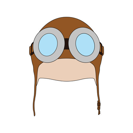 kids drawing cartoon Vector illustration vintage pilot helmet icon Isolated on Whiteのイラスト素材