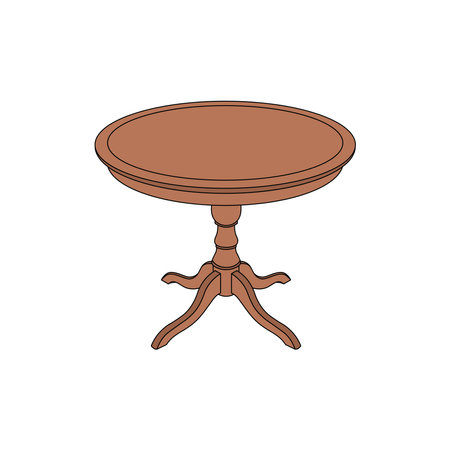 kids drawing cartoon Vector illustration round wooden table icon Isolated on Whiteのイラスト素材