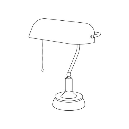 Hand drawn kids drawing vintage desk lamp cartoon isolatedのイラスト素材