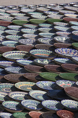 showcase with traditional Uzbek dish, vertical, Uzbekistanの写真素材