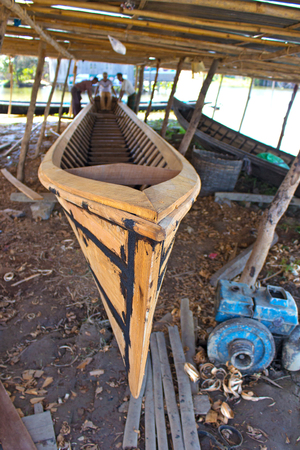 rustic shipyard with unfinished boat, Inle Lake, Myanmar(Burma)の写真素材
