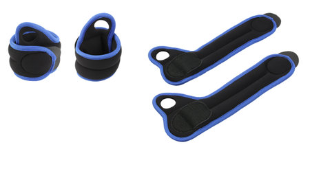 wrist weights in different angles isolated on white background, sport equipment for workout or fitness rehabilitationの写真素材