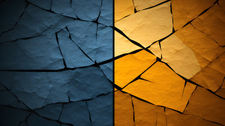 Abstract billboard with a cracked concrete stained glass style. Mosaic pattern. Beautiful gradient colour transfer with a vignette effect.の素材