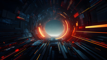 Futuristic banner of digital art. Technology line background and light effect, cyberpunk style background material with a sense of technologyの素材