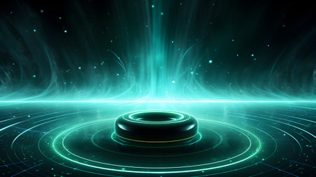 Futuristic banner of digital art. Speaker background and light effect, stylish background material with a sense of technologyの素材